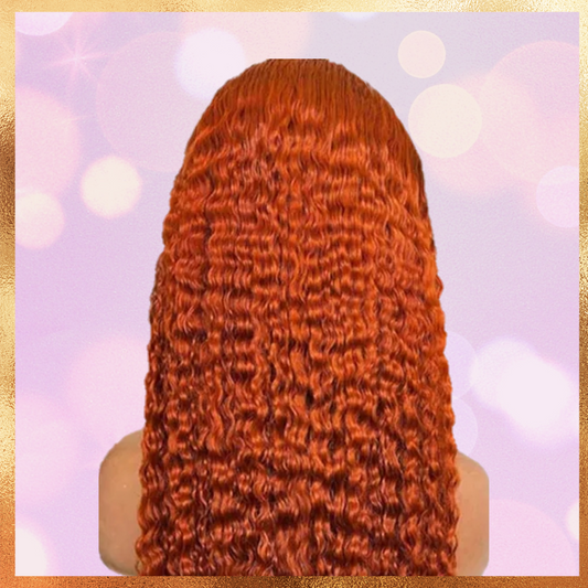 Burnt Orange Deep Wave Frontal Wig