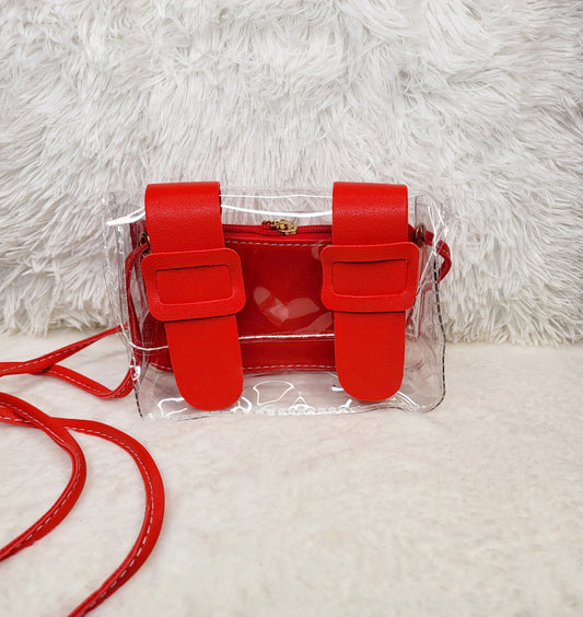 Red See Me Through Crossbody Purse