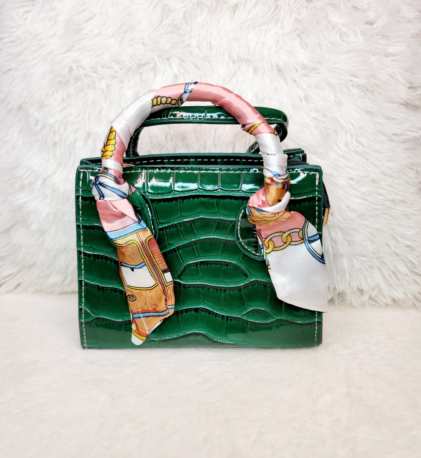 Mini Croc Handbag w/ Scarf