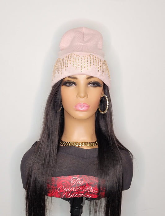 Pink Beenie w/ Gold Accents